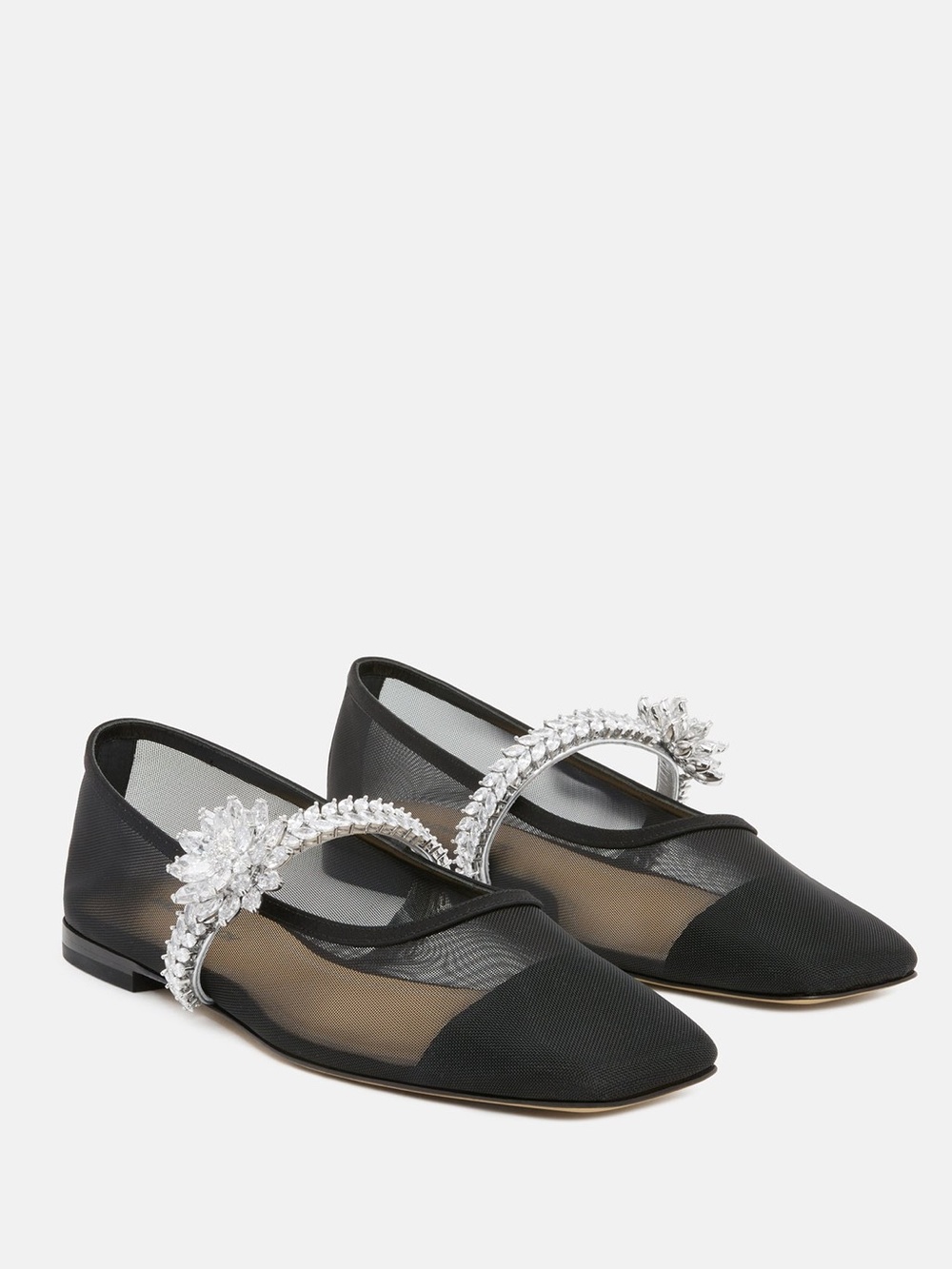 NWT Mach & Mach Lotus Flower Jewelled Mesh Ballerina Flat Shoes